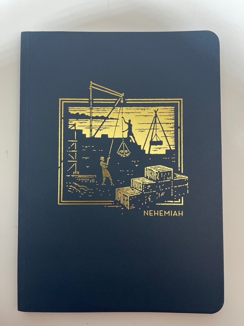 3/$10 Nehemiah NET Abide Interactive Navy Journal with Gold Foil Design